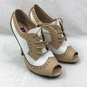 New MoJo Moxy Heels Lace Up Open Toe Dress Shoes